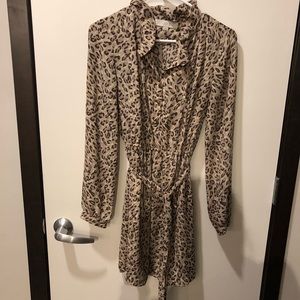 Loft Leopard Long Sleeve Dress